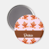 名前をカスタムする泣き叫びベビーオンピンク マグネット (正面/裏面)