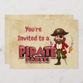 名前をカスタムする海賊誕生日パーティーの招待状 招待状 (正面/裏面)