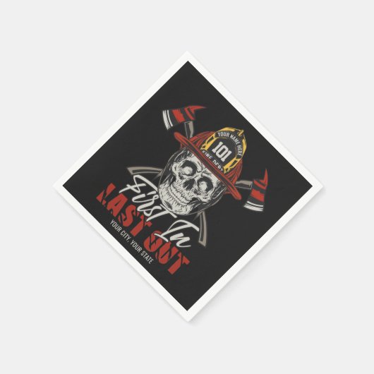 名前をカスタムする消防士がファイアマンを出し始める スタンダードカクテルナプキン (角)