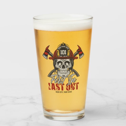 名前をカスタムする消防士がファイアマンを出し始める タンブラーグラス (ドリンク正面)