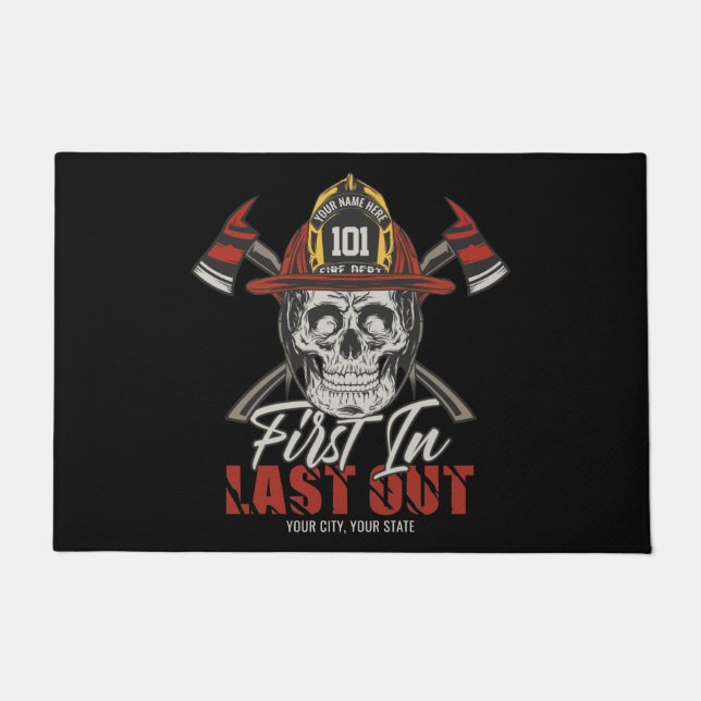 名前をカスタムする消防士がファイアマンを出し始める ドアマット (正面)