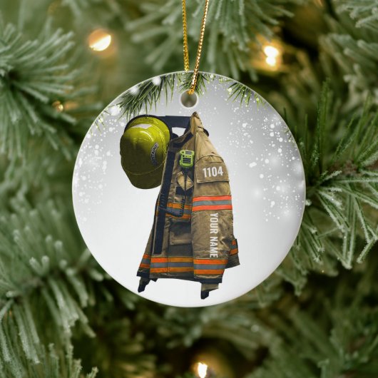 名前をカスタムする消防士ギフト火災と救助レッドc セラミックオーナメント (ツリー)