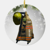 名前をカスタムする消防士ギフト火災と救助レッドc セラミックオーナメント (裏面)