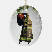 名前をカスタムする消防士ギフト火災と救助赤 セラミックオーナメント (右)