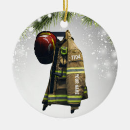 名前をカスタムする消防士ギフト火災と救助赤 セラミックオーナメント