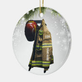 名前をカスタムする消防士ギフト火災と救助赤 セラミックオーナメント (左)