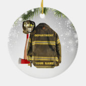 名前をカスタムする消防士ギフト火災と救助赤 セラミックオーナメント (裏面)