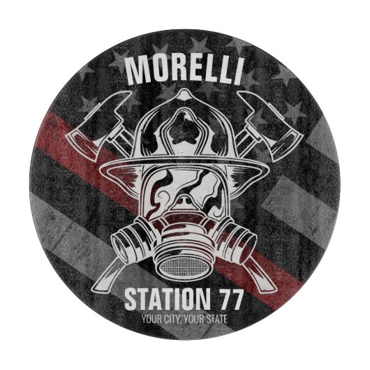 名前をカスタムする消防士消防署 カッティングボード (正面)