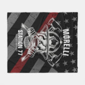 名前をカスタムする消防署 フリースブランケット (正面(横))