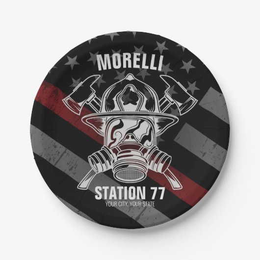 名前をカスタムする消防署 ペーパープレート (正面)