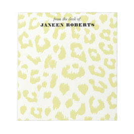 名前をカスタムする淡い色のグリーンレオパード ノートパッド