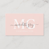 名前をカスタムする淡い色のパステルピンクホワイトブラックモノグラム 名刺 (正面)