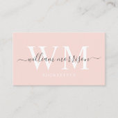 名前をカスタムする淡い色のパステルピンクホワイトブラックモノグラム 名刺 (正面)