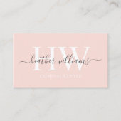 名前をカスタムする淡い色のパステルピンクホワイトブラックモノグラム 名刺 (正面)