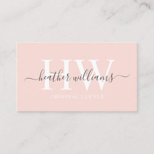名前をカスタムする淡い色のパステルピンクホワイトブラックモノグラム 名刺 (正面)