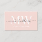 名前をカスタムする淡い色のパステルピンクホワイトブラックモノグラム 名刺 (正面)