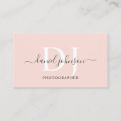 名前をカスタムする淡い色のピーチピンクホワイトブラックモノグラム 名刺 (正面)