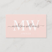 名前をカスタムする淡い色のピーチピンクホワイトブラックモノグラム 名刺 (正面)
