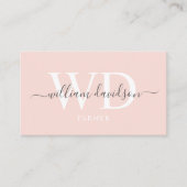 名前をカスタムする淡い色のピーチピンクホワイトブラックモノグラム 名刺 (正面)