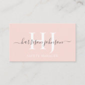 名前をカスタムする淡い色のピーチピンクホワイトブラックモノグラム 名刺 (正面)