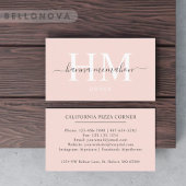 名前をカスタムする淡い色のピーチピンクホワイトブラックモノグラム 名刺