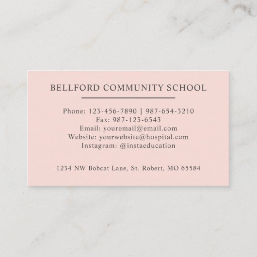 名前をカスタムする淡い色のピーチピンクホワイトブラックモノグラム 名刺 (裏面)