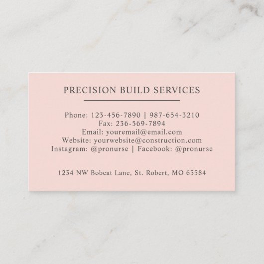 名前をカスタムする淡い色のピーチピンクホワイトブラックモノグラム 名刺 (裏面)