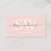 名前をカスタムする淡い色のピーチピンクホワイトブラックモノグラム 名刺 (正面)
