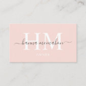 名前をカスタムする淡い色のピーチピンクホワイトブラックモノグラム 名刺 (正面)