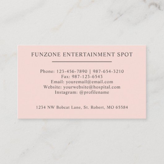 名前をカスタムする淡い色のピーチピンクホワイトブラックモノグラム 名刺 (裏面)