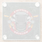 名前をカスタムする溶接機金属加工機溶接店 ガラスコースター (裏面)