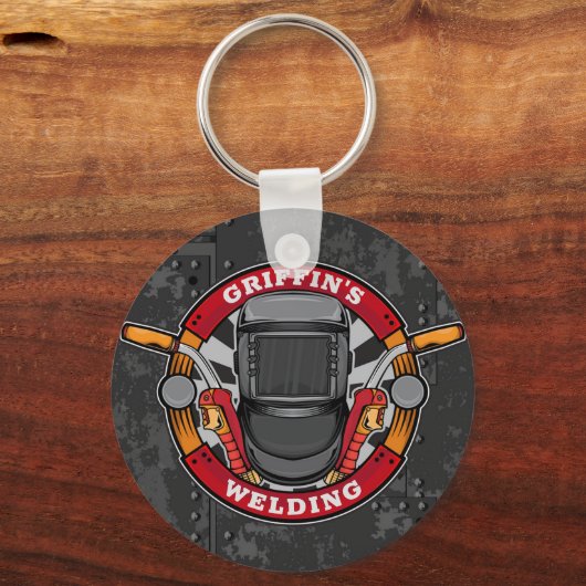名前をカスタムする溶接機金属加工機溶接店 キーホルダー (正面)