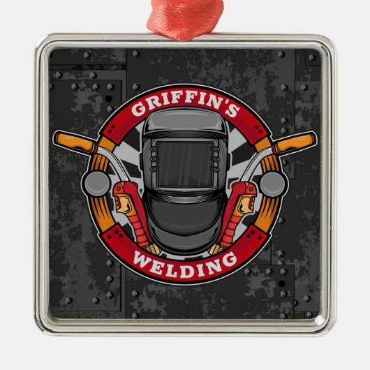 名前をカスタムする溶接機金属加工機溶接店 メタルオーナメント (正面)