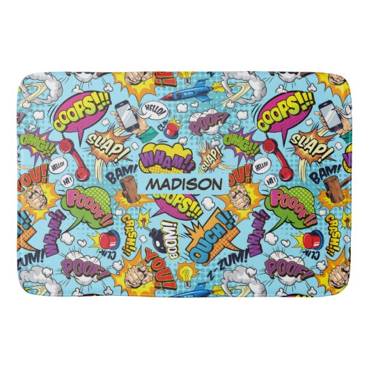 名前をカスタムする漫画パターン バスマット (正面)