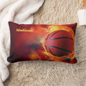 名前をカスタムする火照りバスケットボール ランバークッション (ブランケット)