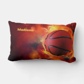 名前をカスタムする火照りバスケットボール ランバークッション (裏面)