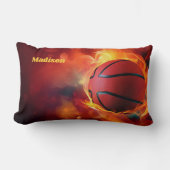 名前をカスタムする火照りバスケットボール ランバークッション (正面)