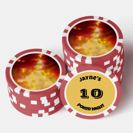名前をカスタムする炎 ポーカーチップ (積み重ね)