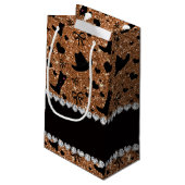 名前をカスタムする焦げ金ゴールドグリッターカウボーイブーツ帽 スモールペーパーバッグ (裏面アングル)