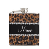 名前をカスタムする焼き金ゴールドグリッターヒョウの紋章 フラスク (正面)