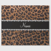 名前をカスタムする焼き金ゴールドグリッターヒョウの紋章 ラッピングペーパー (フラット)