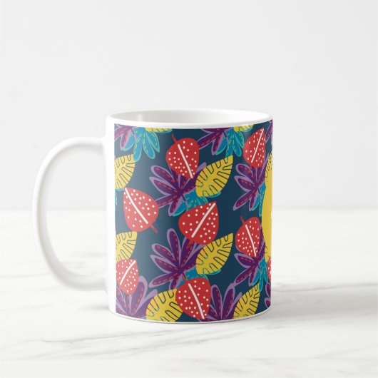 名前をカスタムする熱帯フローラおもしろいカラフル コーヒーマグカップ (左)
