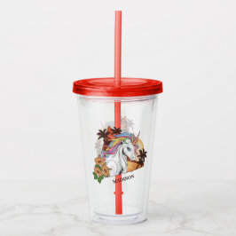 名前をカスタムする熱帯ユニコーン アクリルタンブラー