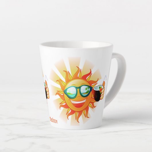 名前をカスタムする熱帯太陽 カフェラテマグ (右アングル)