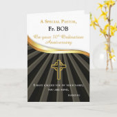 名前をカスタムする牧師30周年叙位記念日 カード (黄色い花)