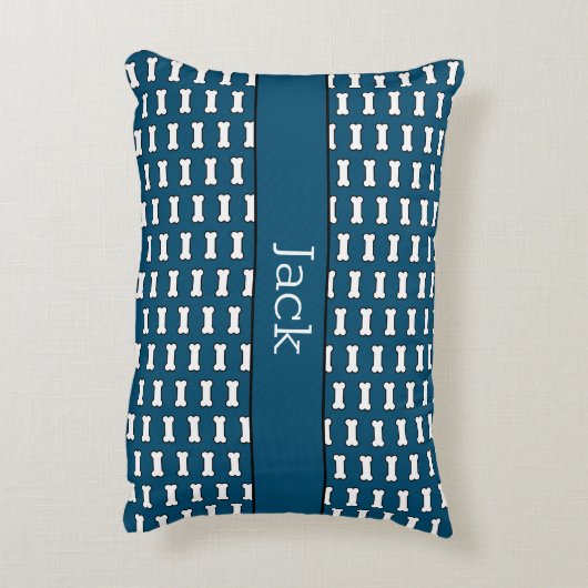 名前をカスタムする犬の骨パターン アクセントクッション (裏面(縦))