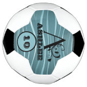 名前をカスタムする独自のストライプ作パーソナライズされた成 サッカーボール (回転)