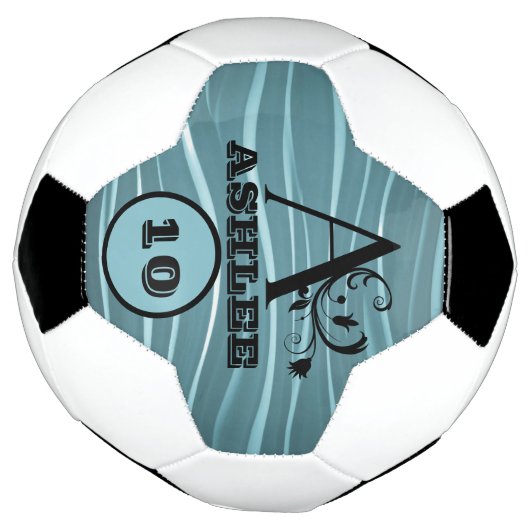名前をカスタムする独自のストライプ作パーソナライズされた成 サッカーボール (回転)