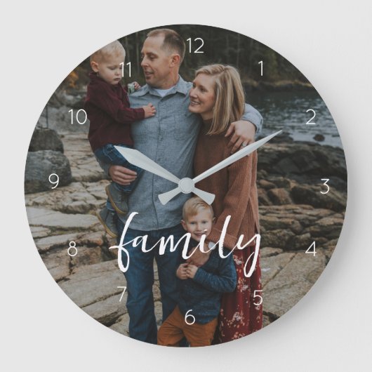 名前をカスタムする独身のフォトウォールクロック ラージ壁時計 (正面)