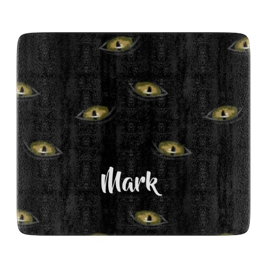 名前をカスタムする猫の目を黒に カッティングボード (正面)